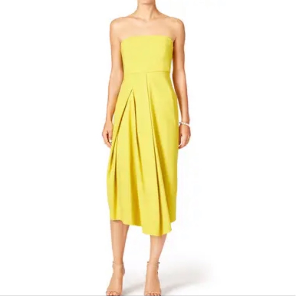 Tibi Strapless Chartreuse Yellow Midi dress Size 2 XS S Small